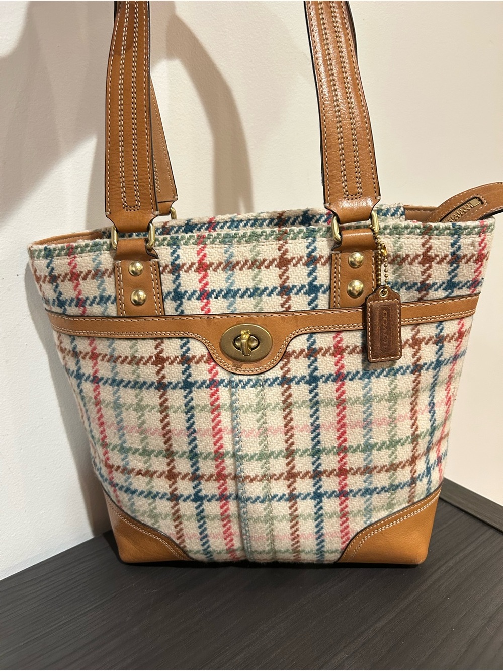 Coach Hamptons Tattersall Wool Bag (Style F13985) EUC